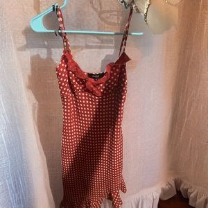 Super cute red polkadot with ruffles dress